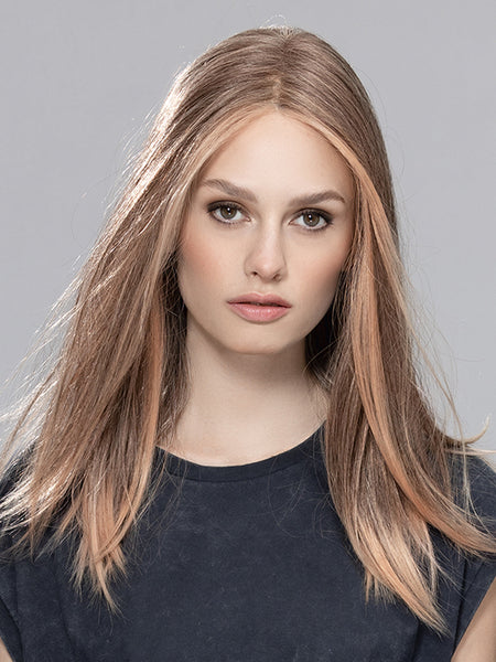 SLEEK by ELLEN WILLE in POWDER BLONDE TIPPED | Light Brown and Lightest Ash Blonde with Red Violet Blended with Pale Pink and Lighter Tipped Ends