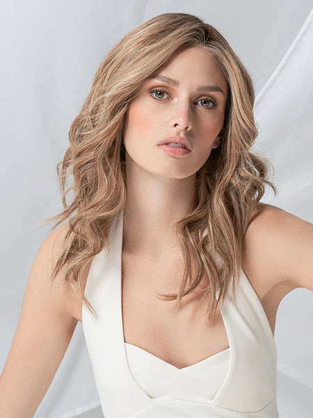 EMOTION DELUXE in LIGHT BERNSTEIN ROOTED 14.26.27 | Medium Ash Blonde, Light Golden Blonde, and Dark Strawberry Blonde with Shaded Roots
