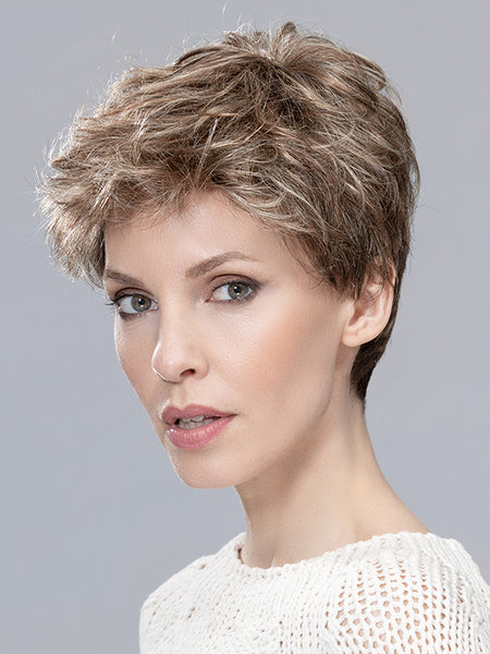 SUN MONO by ELLEN WILLE in DARK SAND ROOTED 12.20.9 | Lightest Brown blended with Light Honey and Medium Warm Brown Blend and Shaded Roots