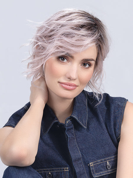 COOKIE by ELLEN WILLE in PASTEL ROSE ROOTED  | Pearl Platinum and Lightest Ash Blonde with Rose Pink Blend and Shaded Roots