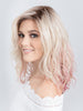 TABU by ELLEN WILLE in ROSE BLONDE ROOTED | Medium Dark Brown Roots that melt into a Pale Golden Blonde with a Mixture of Pink Tones Underneath with Dark Roots